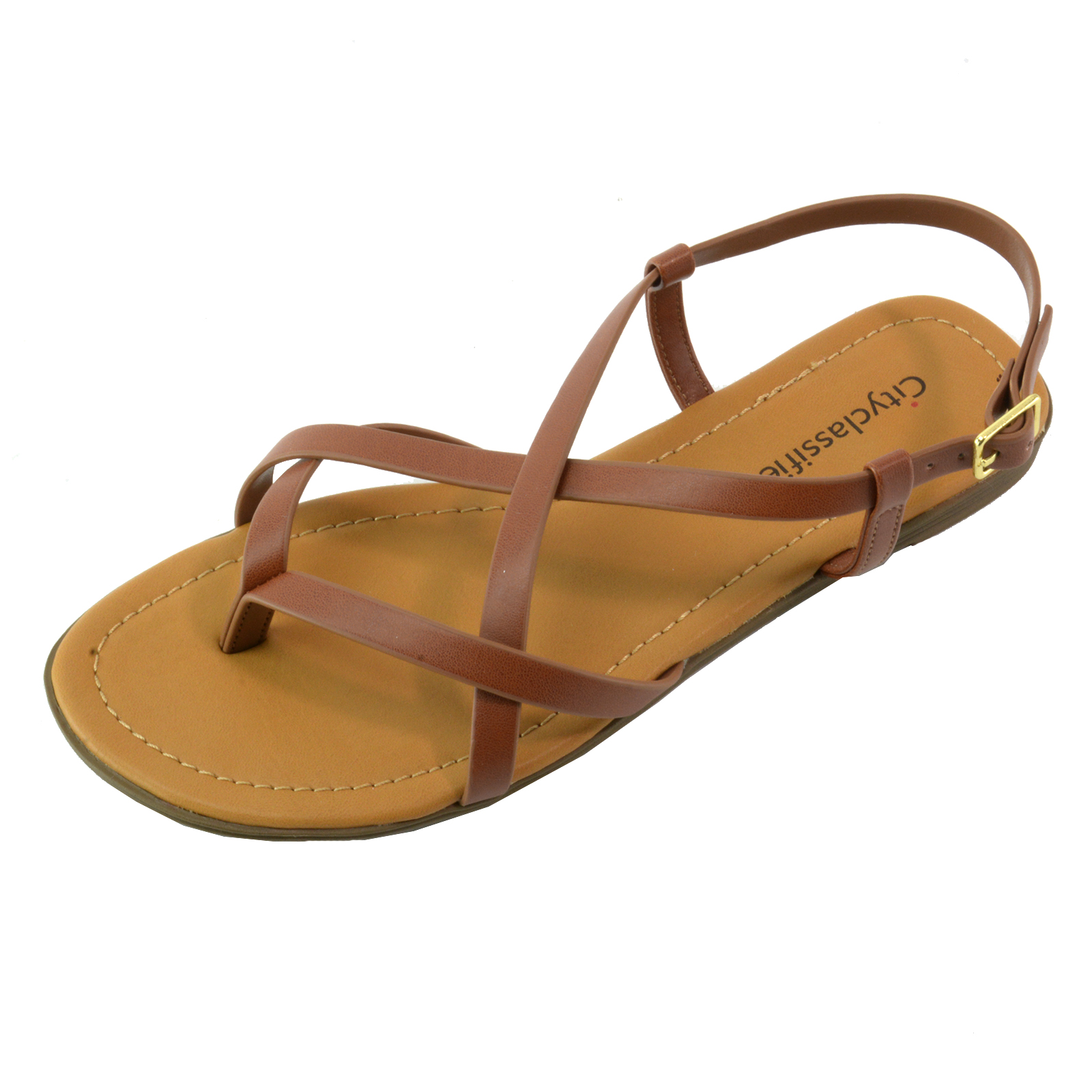 City Classified Womenâs Flat Shoes Strappy Thong Slingback Gladiator Sandals | eBay